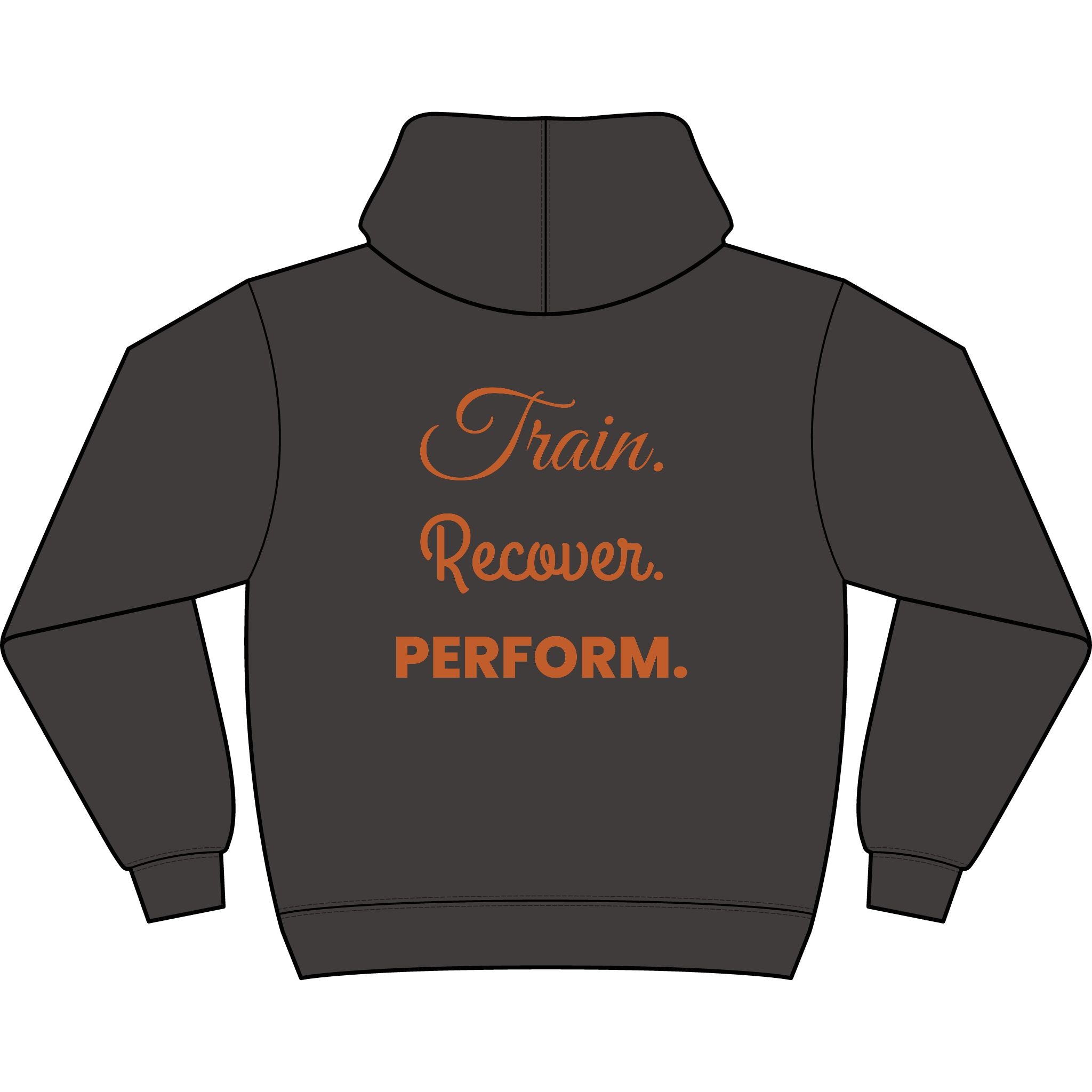 Train. Recover. PERFORM. Men's Box Hoodie white logo