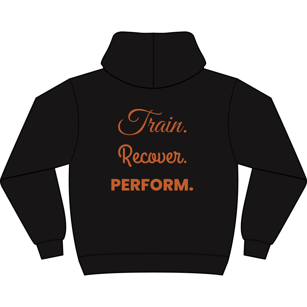 Train. Recover. PERFORM. Men's Box Hoodie white logo