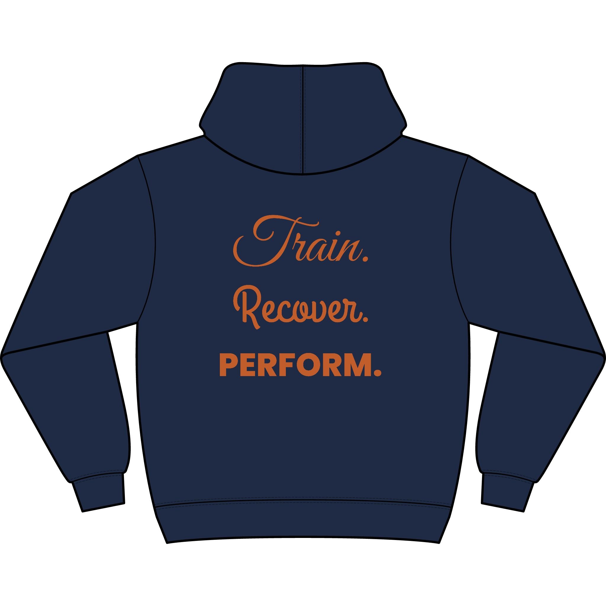 Train. Recover. PERFORM. Men's Box Hoodie white logo