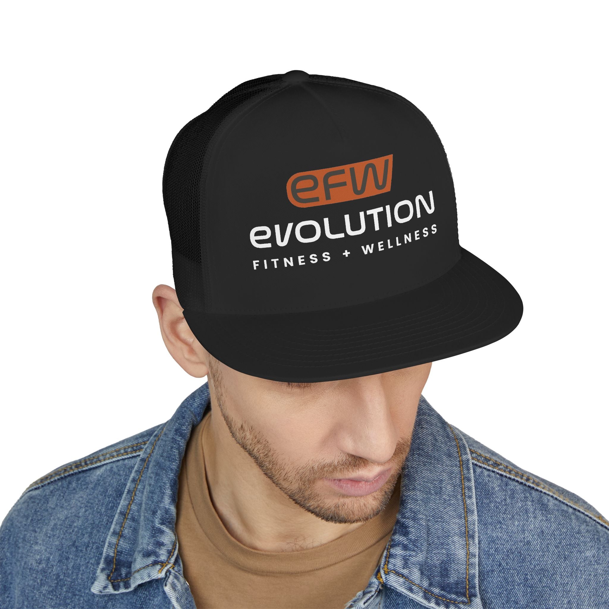 5 Panel Trucker Cap white logo