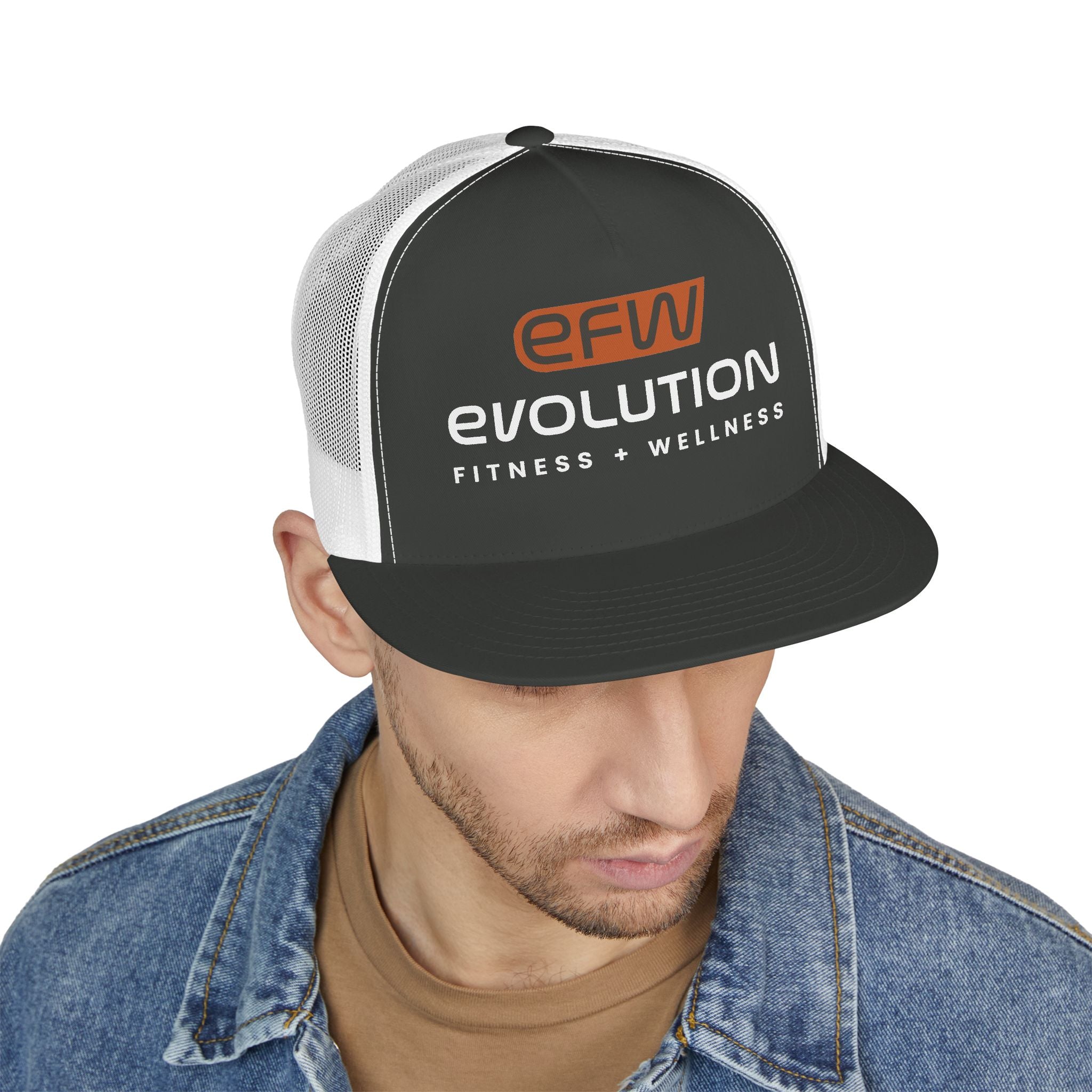 5 Panel Trucker Cap white logo