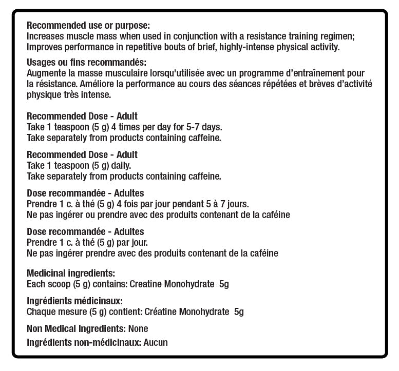 Mammoth Creatine official nutrition information