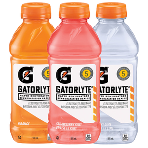 Gatorade Gatorlyte electrolyte beverage assortment with Orange bottle